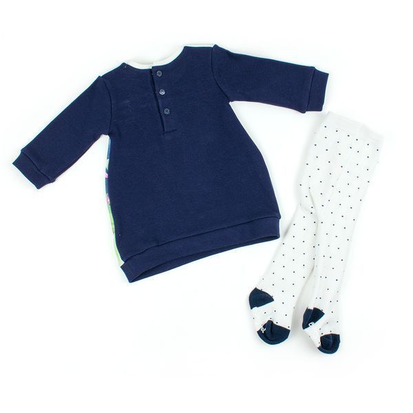 Комплект для девочки Babybol туника длинный рукав колготы хлопок трикотаж 28124/navy_blue/3m фото