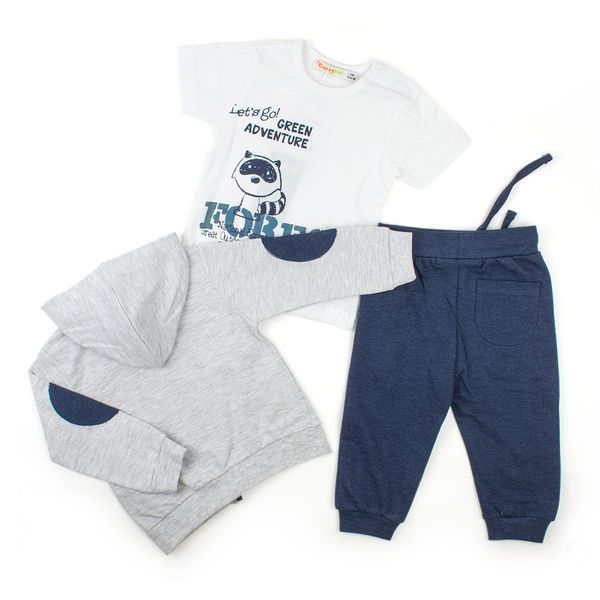 Комплект для мальчика Babybol толстовка футболка штаны 18219/grey/12m фото