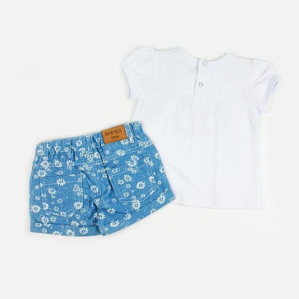 Комплект для дівчинки Babybol футболка джинсові шорти 18116/denim/12m фото